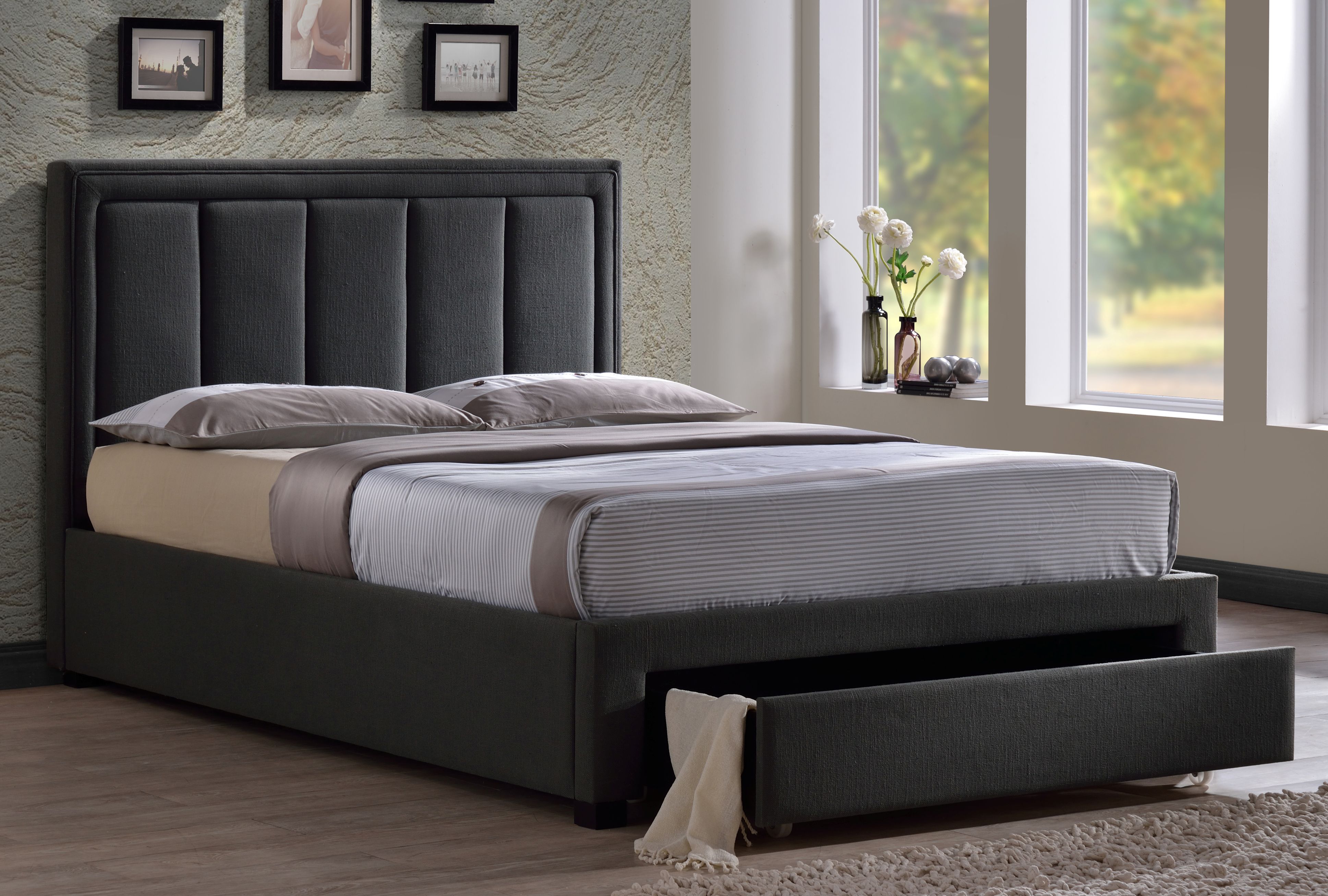 Plush Grey Fabric Bed Frame - King Size 5ft - Free Next Day Delivery*