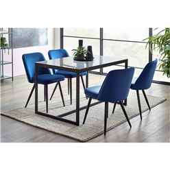 Chicago Dining Table & 4 Burgess Dining Chairs Blue
