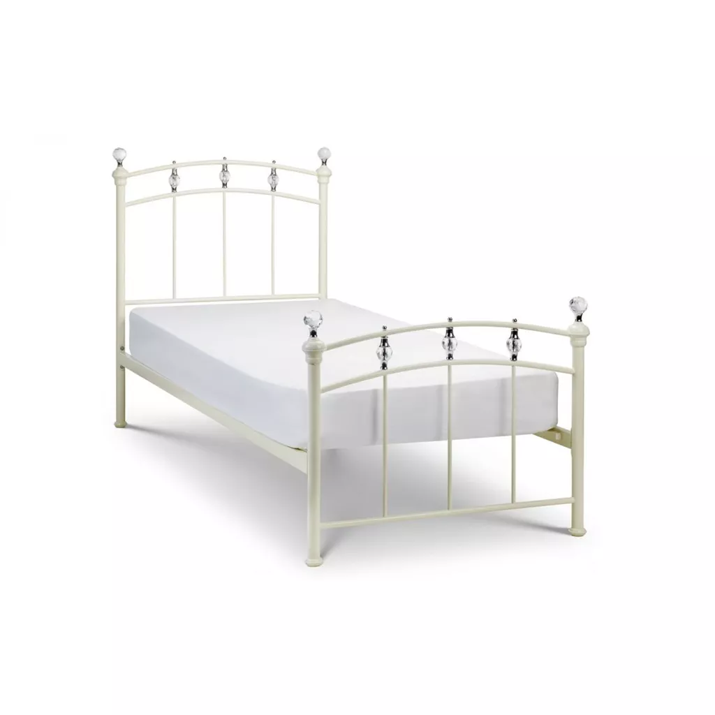 Crystal Finial Metal Bed Frame Double 4ft 6