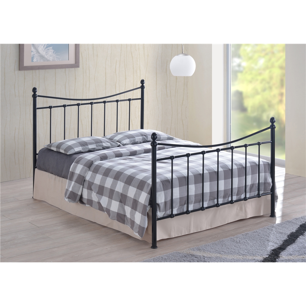 Edwardian Style Black Metal Bed Frame Double 4ft 6