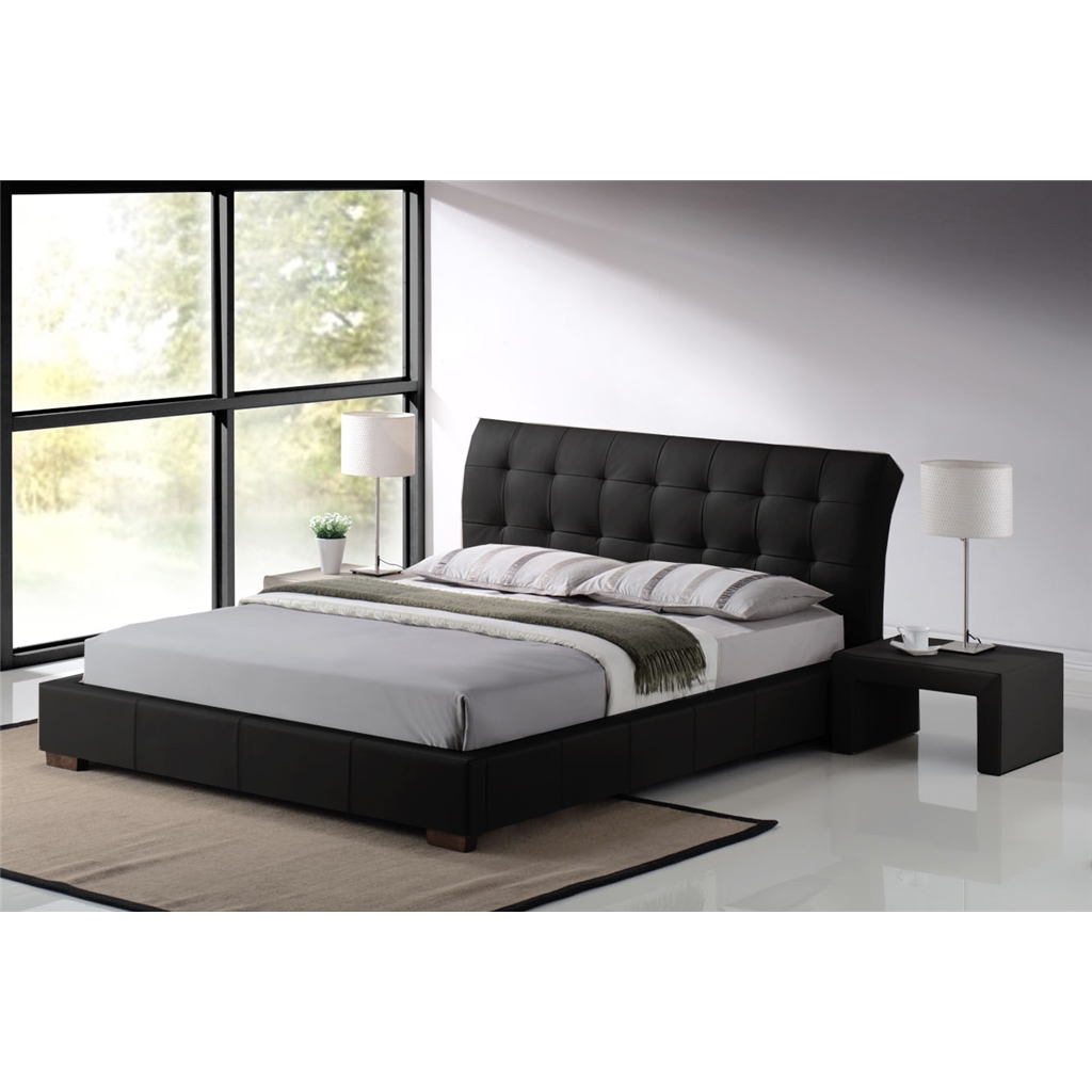 Black Modern Design Faux Leather Bed Frame Double 4ft 6
