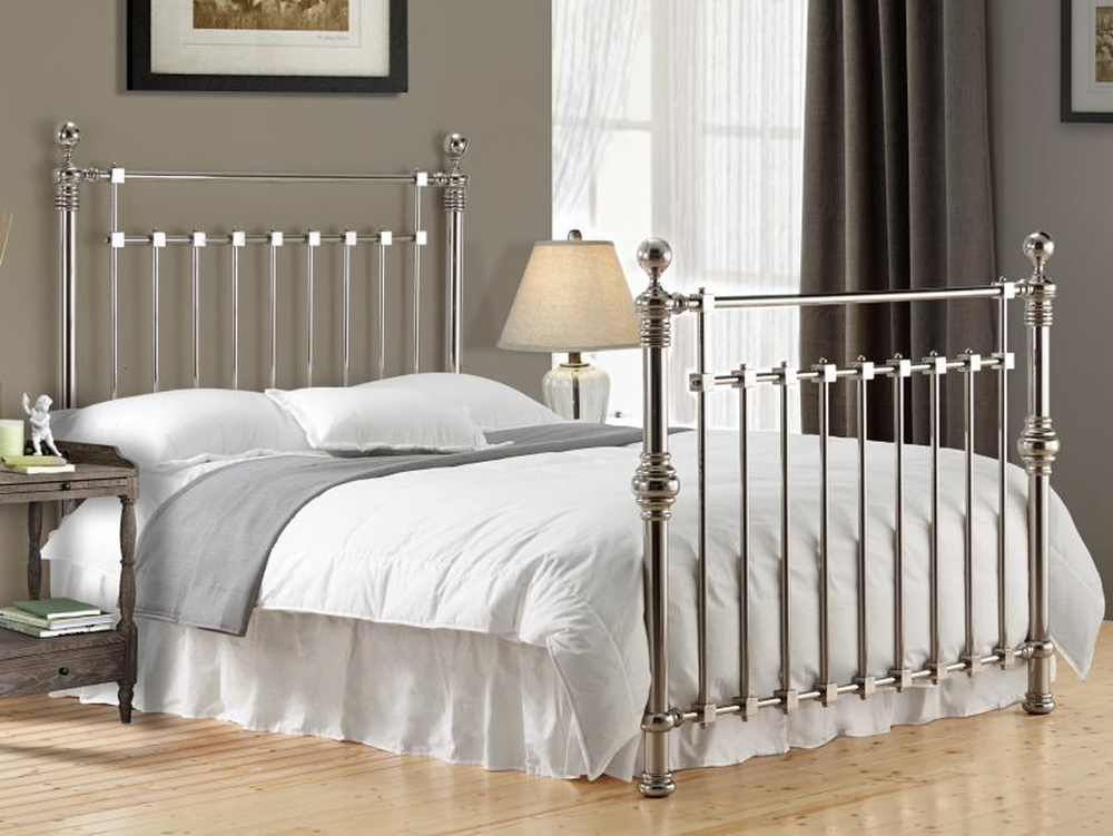 Chrome Squared Metal Bed Frame King 5ft Free Next Day Delivery