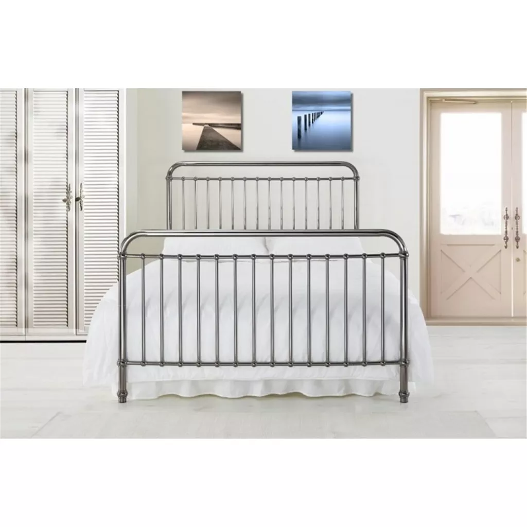 Curved black metal on sale bed frame