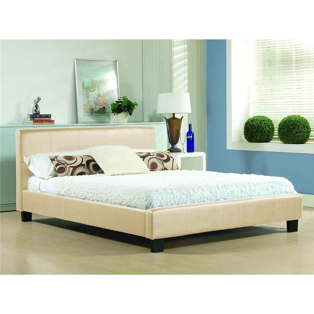 Cream Low End Faux Leather Bed Frame Single 3ft