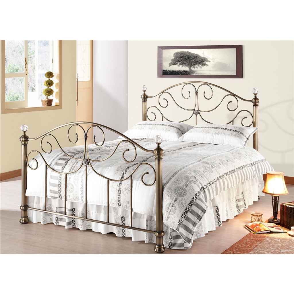 Victorian Style Antique Brass Finished Metal Bed Frame With Crystal ...