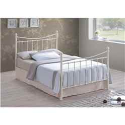 Edwardian Style Ivory Metal Bed Frame - Small Double 4ft 