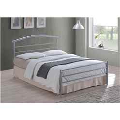 Curved Silver Metal Bed Frame - Double 4ft 6" 