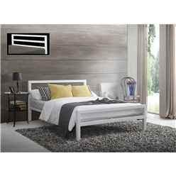 Square Tubular White Metal Bed Frame - Small Double 4ft