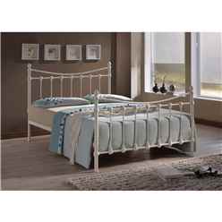 Shell Detailed Ivory Metal Bed Frame - Small Double 4ft 