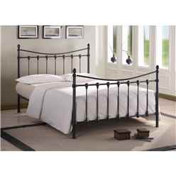 Shell Detailed Black Metal Bed Frame - Small Double 4ft