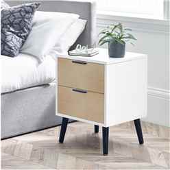 White Oak 2-Drawer Bedside Table