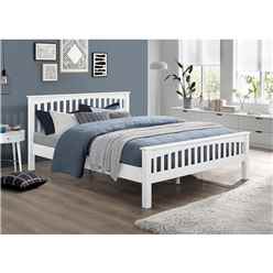 3ft Single White Shaker Style Wood Bedframe - (105cm)