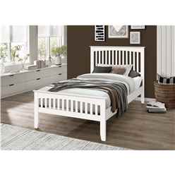 3ft Single Aldershot White Shaker Style Wood Bed Frame - (101cm)