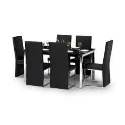 Chrome and Black Glass Dining Table (160cm x 90cm)