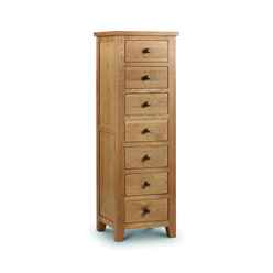 Stylish White Oak Narrow Chest - 7 Drawers