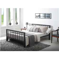 Black Micro Slatted Metal Bed Frame - Small Double 4ft