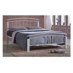 White Metal & White Beech Bed Frame - Single 3ft 