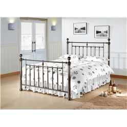 Polished Black Nickel Finish Metal Bed Frame - Double 4ft 6" 