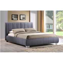 Chrome Footed Grey Fabric Bed Frame - Double 4ft 6" 