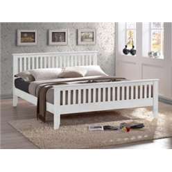 White Slatted Shaker Style Hardwood Single Bed Frame - 3ft 