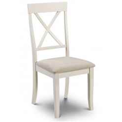 White Faux Suede and Cross Back Dining Chair 