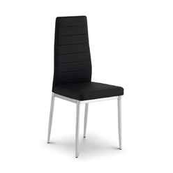 Statement Black Faux Leather and Chrome Dining Chair