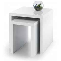 Elegant High Gloss White Nest of Two Side Tables