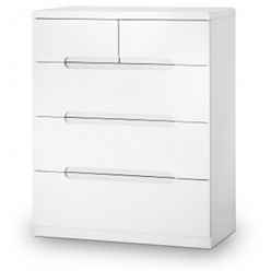 Chic White High Gloss 3 + 2 Drawer Chest