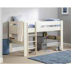 Stone White Mid Sleeper Childrens Bed Frame - Single 3ft (90cm) 