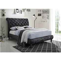 Velvet Fabric Black Bed Frame - King 5ft