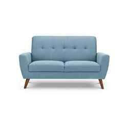 Blue Linen Fabric 2 Seater Sofa