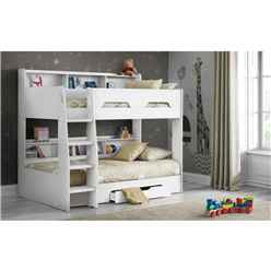 Pure White Book Case Bunk Bed 3ft (90cm) - Best Seller