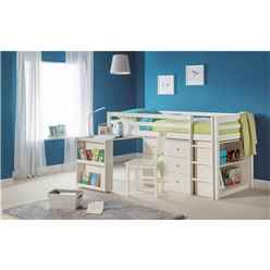 Stone White Practical Mid Sleeper Childrens Bed Frame - Single 3ft (90cm) 