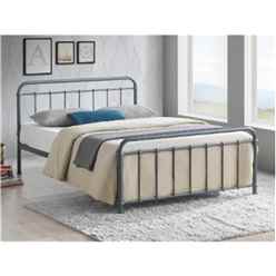 Classic Grey Metal Bed Frame - Double 4ft6"