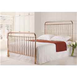 Curved Tubular Rose Gold Metal Bed Frame - Double 4ft6"