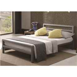 Square Tubular Grey Metal Bed Frame - Single 3ft 