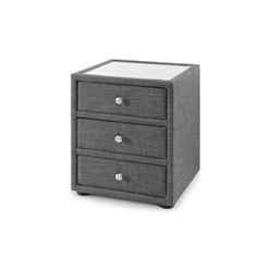 Slate Grey Fabric Bedside Drawer - 3 Drawers