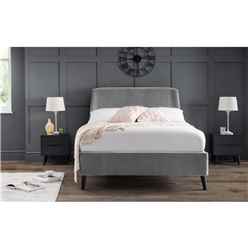 Premium - Grey Velvet Curved Bed Frame - Double 4ft 6" (135cm)