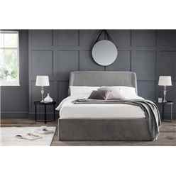 Premium - Grey Velvet Curved Ottoman Bed - King Size 5ft (150cm)