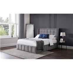 Premium - Grey Plush Velvet Ottoman Bed - King (150cm)