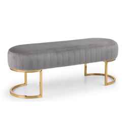 Velvet Cushion Bench - Grey