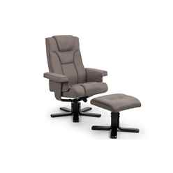 Reclining Swivel Chair with Footstool - Grey