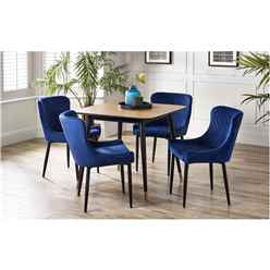 Square Dining Table & 4 Luxe Blue Dining Chairs