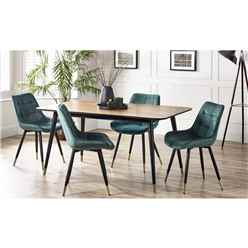 Rectangular Table & 4 Hadid Green Chairs