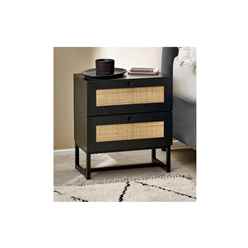 Premium Rattan Black Bedside Drawer - 3 Drawers