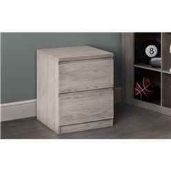 Modern Grey Oak Bedside Drawer - 2 Drawers