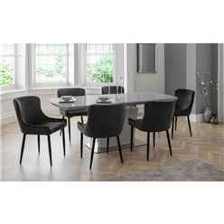 High Gloss Grey Table & 6 Luxe Grey Chairs