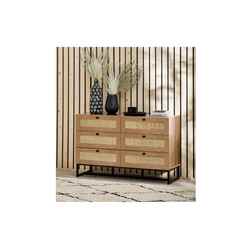 Premier Rattan-Effect Oak Drawer Chest - 6 Drawer