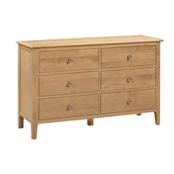 Solid Oak 6 Drawer Wide Chest