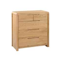 Oak Curve 3+2 Drawer Chest